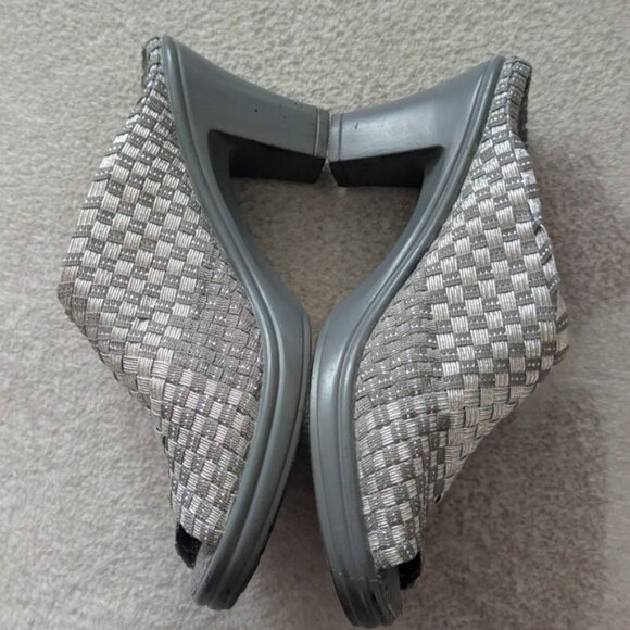 Bernie Mev Metallic Silver Grey Mule Heels Size 36 - Picture 1 of 11
